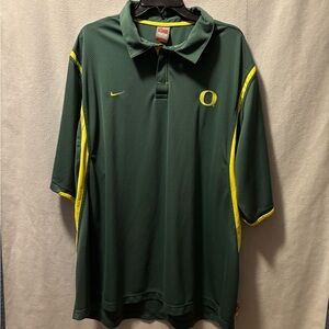 Nike Green Polo with Yellow Accents and Oregon 'O' Logo